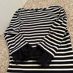 J crew striped boatneck tee with tulle sleeves